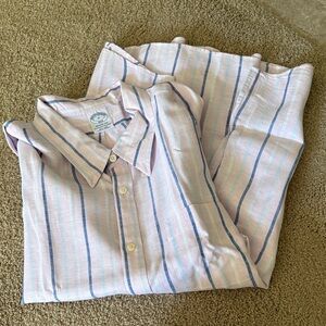 Pink and Blue Striped Button-Up Shirt